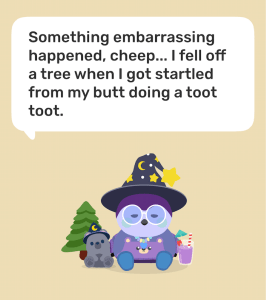 Screenshot of a fart joke from the app Finch