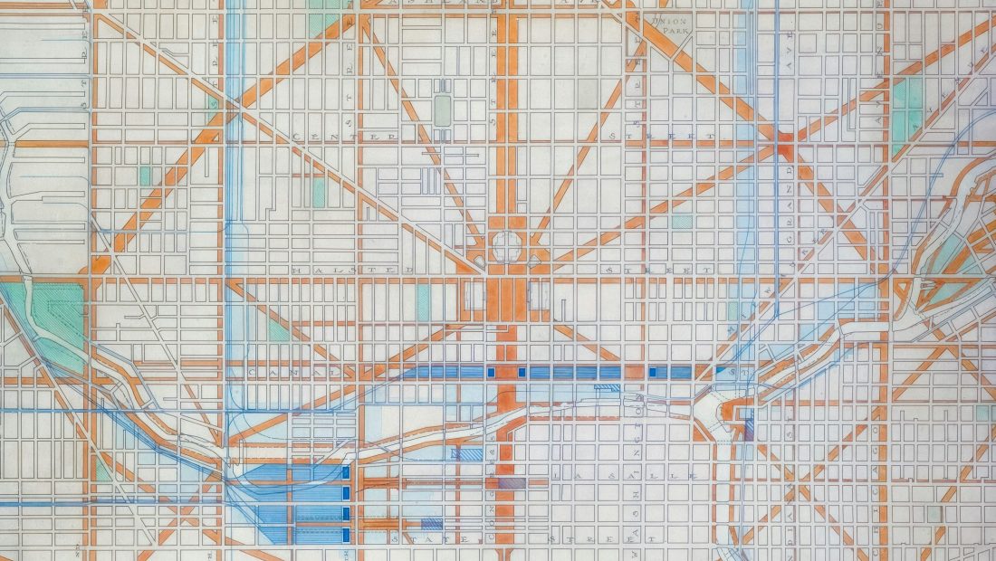 A map of the area around the Art Institute of Chicago